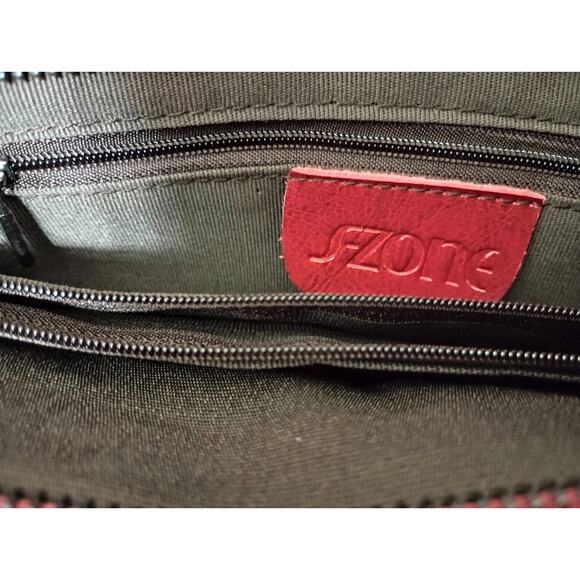 Red S-Zo e Oil Leather Satchel Work Tote - Picture 6 of 6